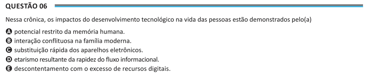 Questão 6 do ENEM 2025, aplicação de Belém, como saiu no caderno de prova