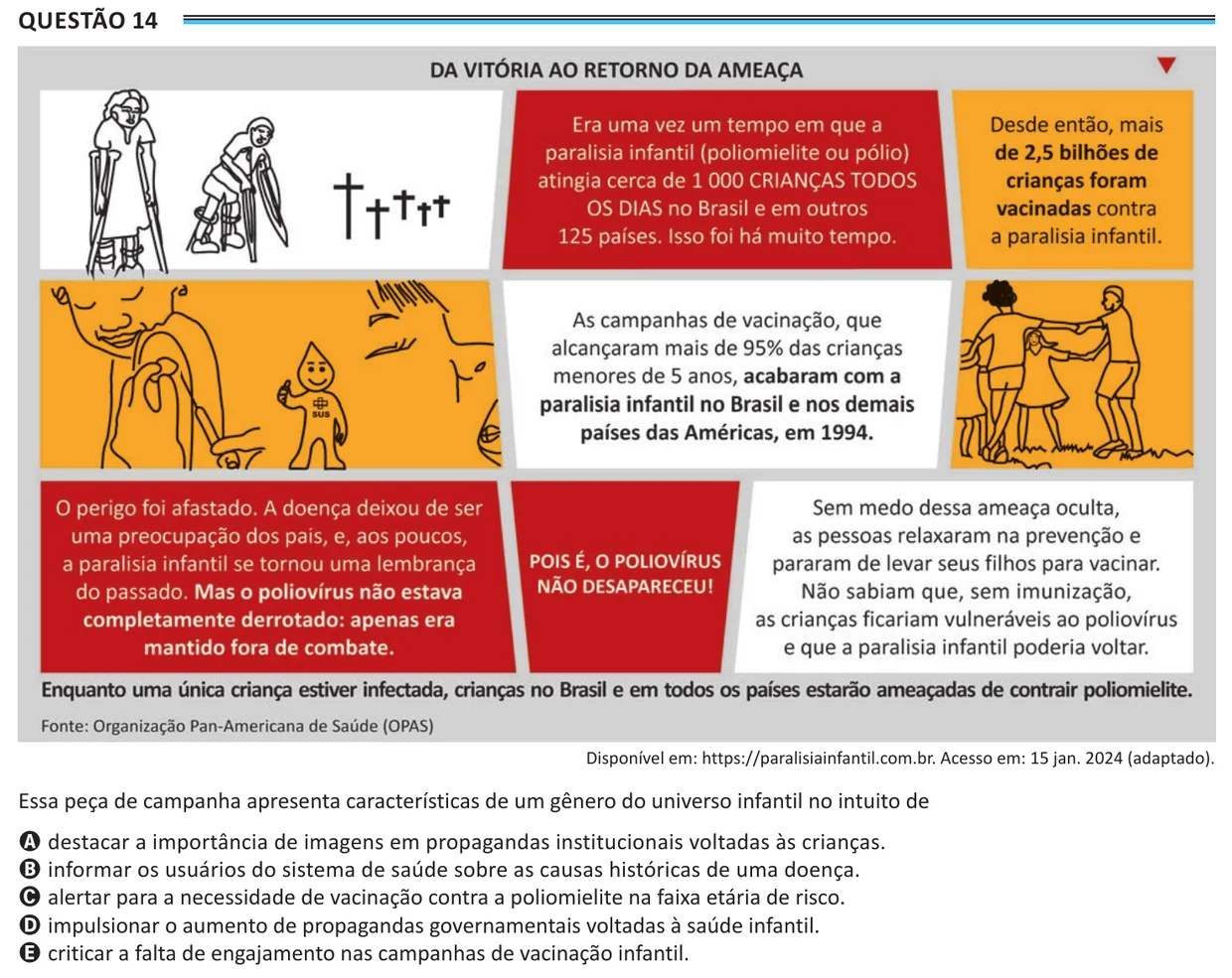 Questão 14 do ENEM 2025, aplicação de Belém, como saiu no caderno de prova