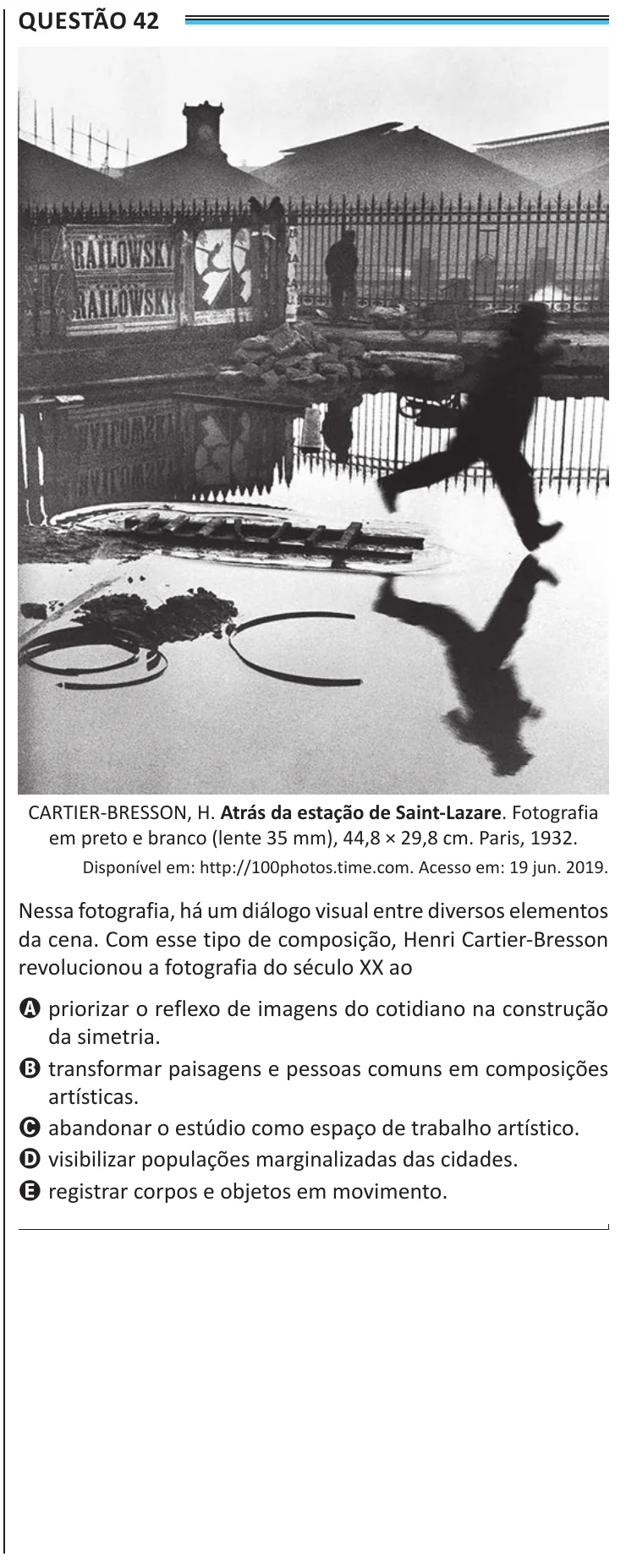 Questão 42 do ENEM 2025, aplicação de Belém, como saiu no caderno de prova