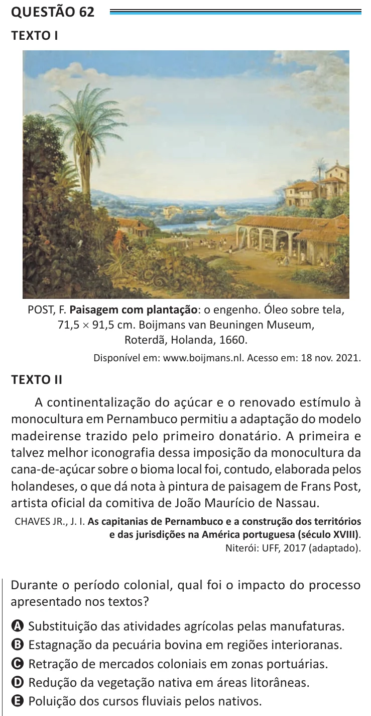 Questão 62 do ENEM 2025, aplicação de Belém, como saiu no caderno de prova