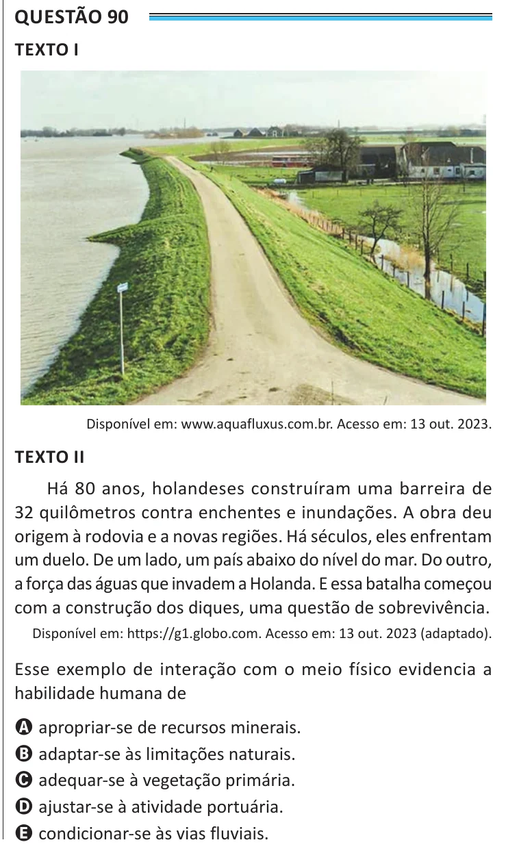 Questão 90 do ENEM 2025, aplicação de Belém, como saiu no caderno de prova