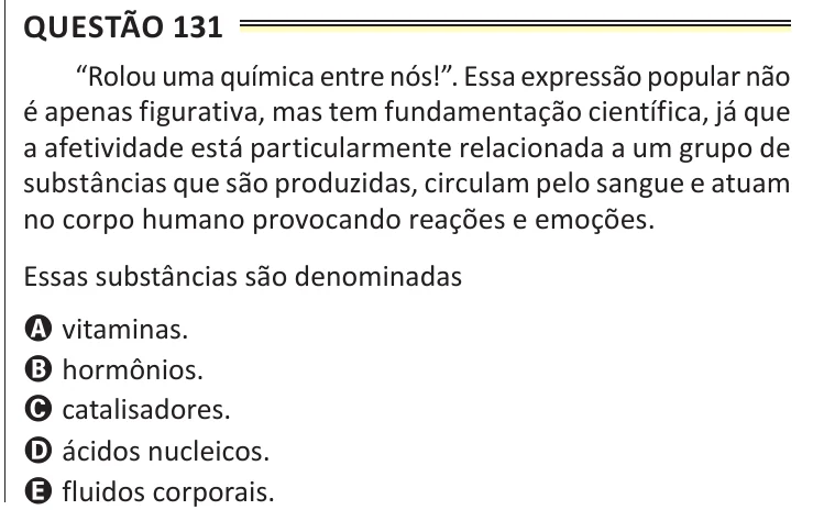 Questão 131 do ENEM 2025, aplicação de Belém, como saiu no caderno de prova