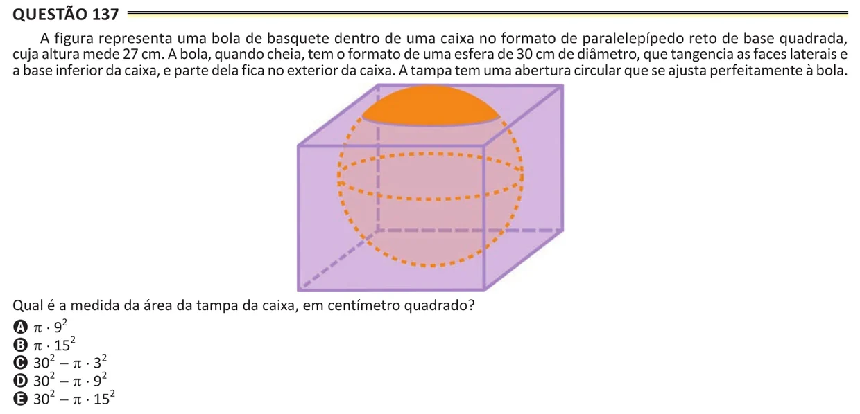 Questão 137 do ENEM 2025, aplicação de Belém, como saiu no caderno de prova
