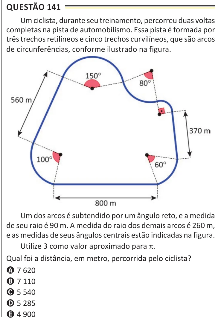 Questão 141 do ENEM 2025, aplicação de Belém, como saiu no caderno de prova