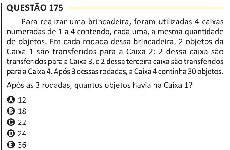 Questão 175 do ENEM 2025, aplicação de Belém, como saiu no caderno de prova