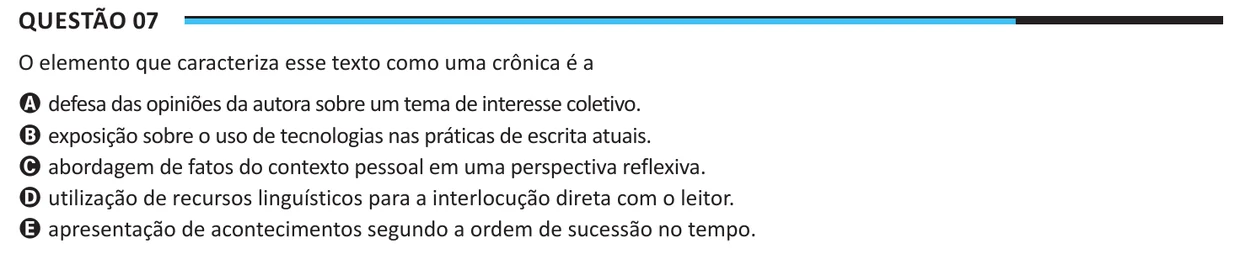 Questão 7 do ENEM 2025, aplicação regular, como saiu no caderno de prova