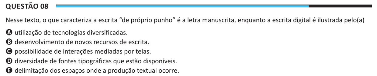 Questão 8 do ENEM 2025, aplicação regular, como saiu no caderno de prova