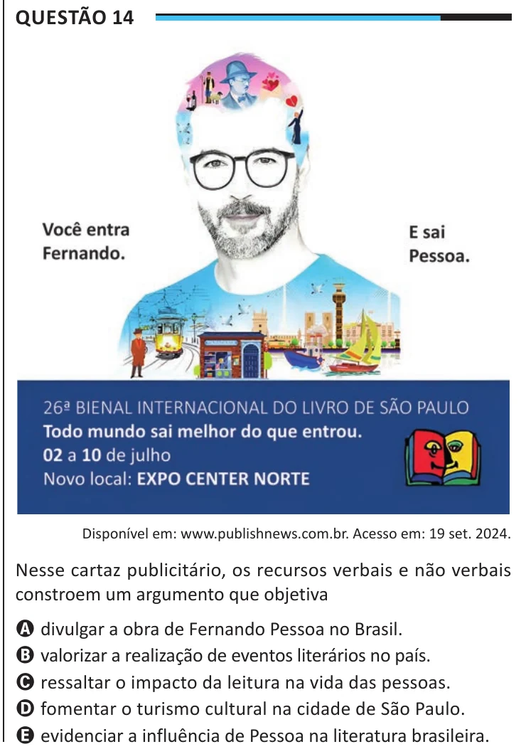 Questão 14 do ENEM 2025, aplicação regular, como saiu no caderno de prova
