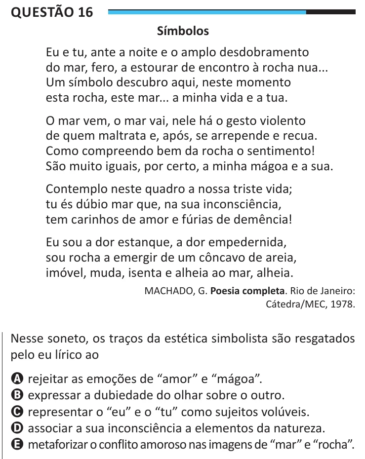 Questão 16 do ENEM 2025, aplicação regular, como saiu no caderno de prova