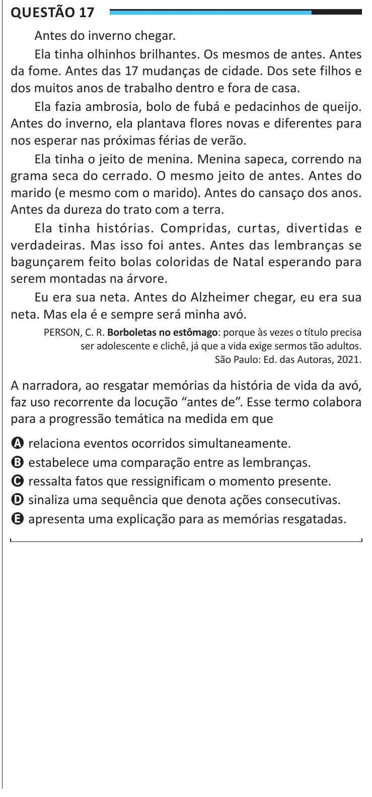 Questão 17 do ENEM 2025, aplicação regular, como saiu no caderno de prova