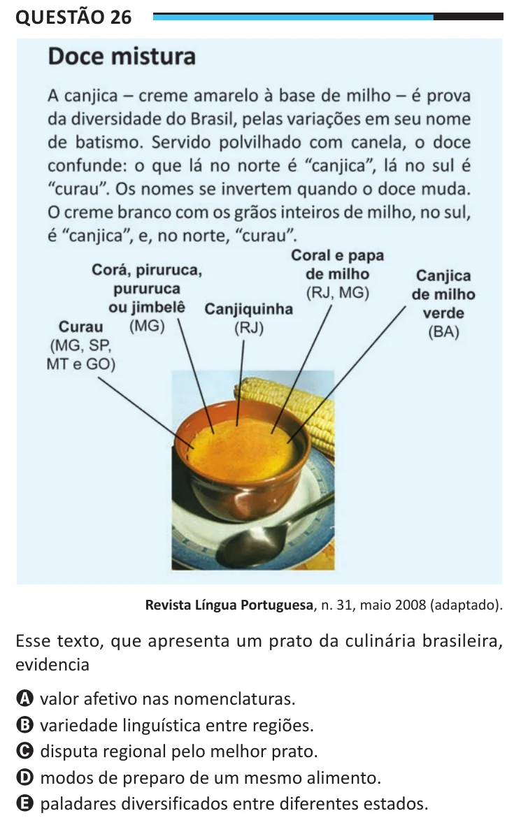 Questão 26 do ENEM 2025, aplicação regular, como saiu no caderno de prova