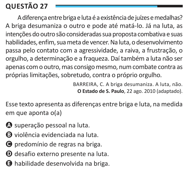 Questão 27 do ENEM 2025, aplicação regular, como saiu no caderno de prova