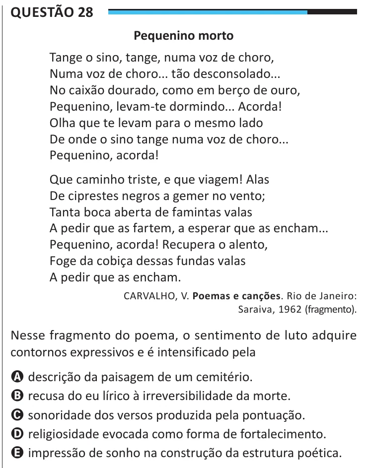 Questão 28 do ENEM 2025, aplicação regular, como saiu no caderno de prova