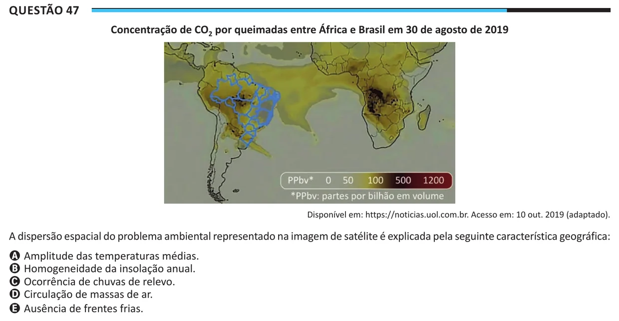 Questão 47 do ENEM 2025, aplicação regular, como saiu no caderno de prova