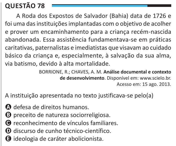 Questão 78 do ENEM 2025, aplicação regular, como saiu no caderno de prova