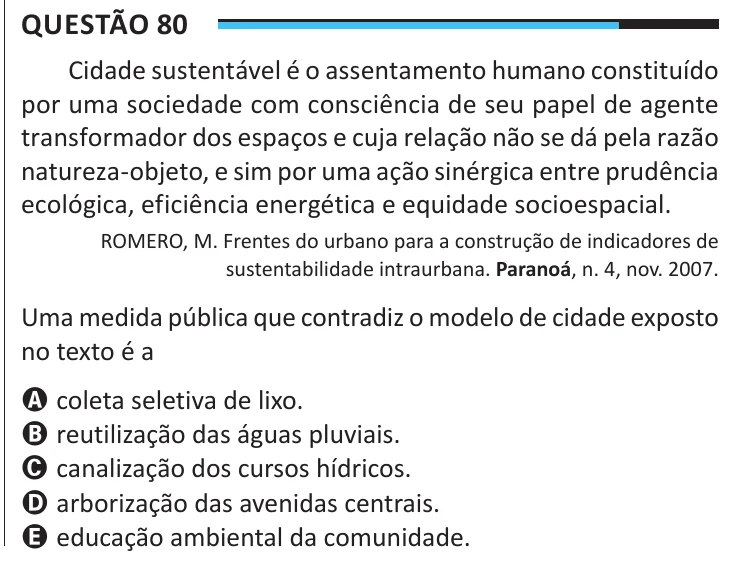 Questão 80 do ENEM 2025, aplicação regular, como saiu no caderno de prova