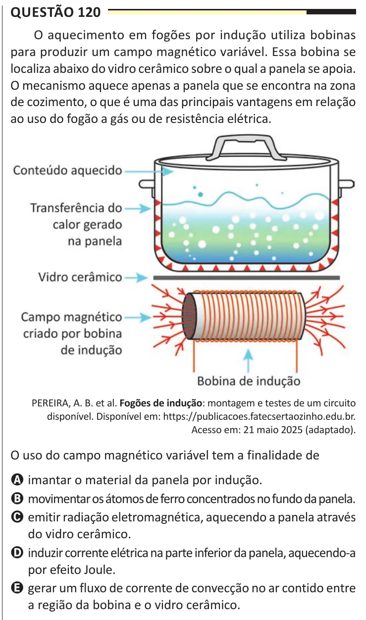 Questão 120 do ENEM 2025, aplicação regular, como saiu no caderno de prova