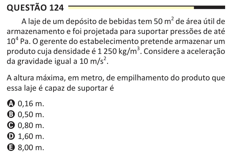 Questão 124 do ENEM 2025, aplicação regular, como saiu no caderno de prova