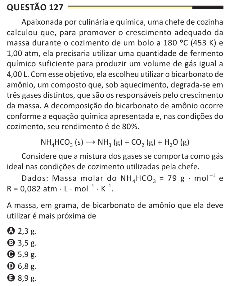 Questão 127 do ENEM 2025, aplicação regular, como saiu no caderno de prova