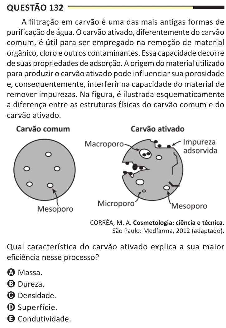 Questão 132 do ENEM 2025, aplicação regular, como saiu no caderno de prova