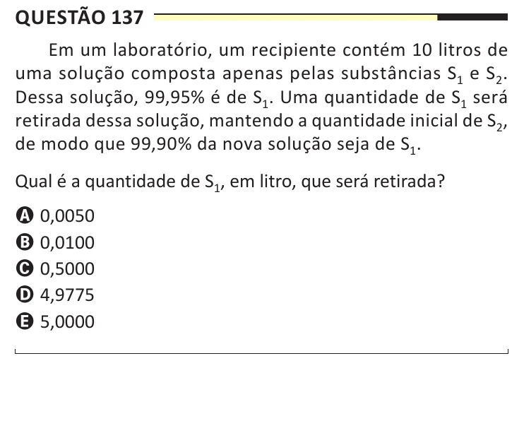 Questão 137 do ENEM 2025, aplicação regular, como saiu no caderno de prova