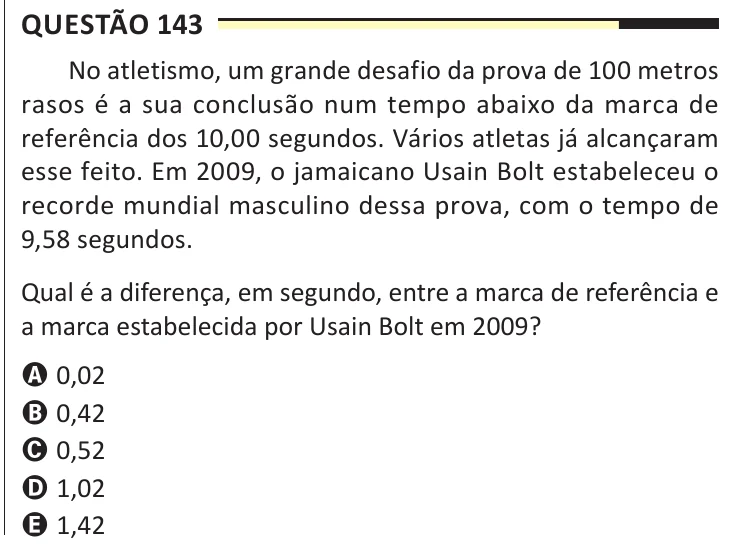 Questão 143 do ENEM 2025, aplicação regular, como saiu no caderno de prova