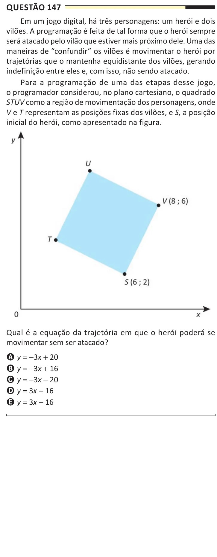 Questão 147 do ENEM 2025, aplicação regular, como saiu no caderno de prova