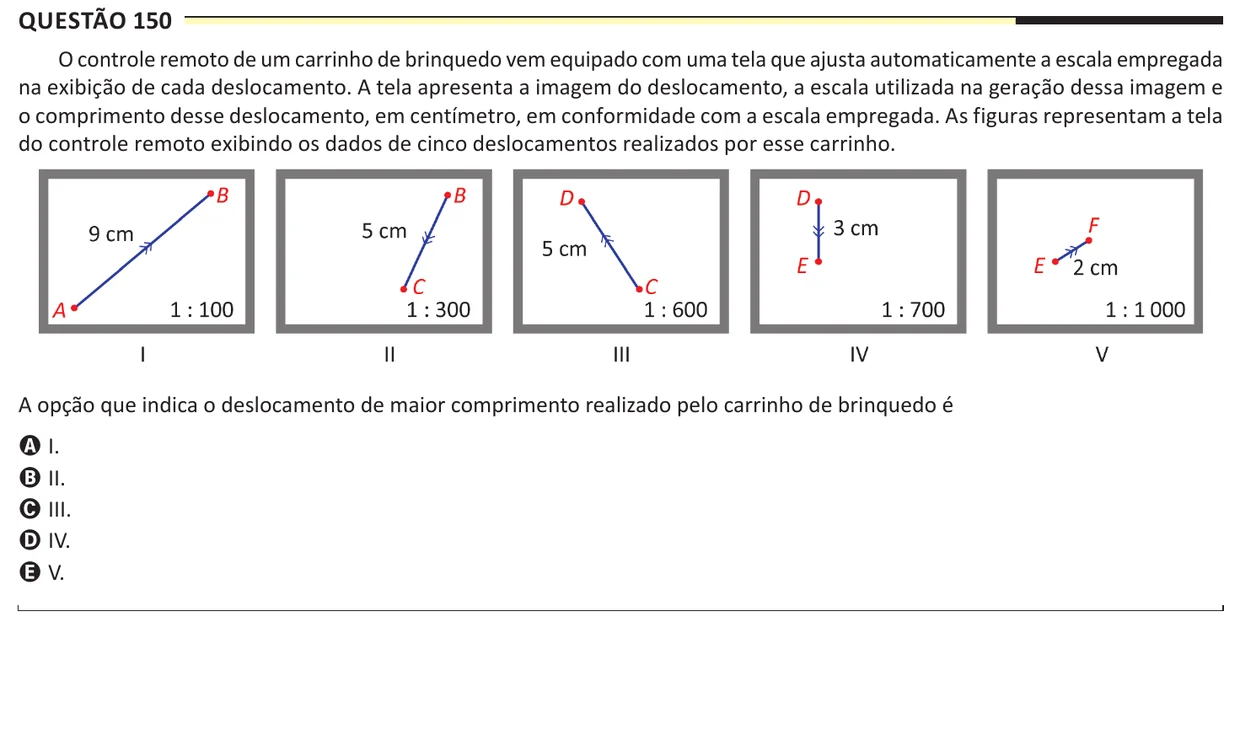 Questão 150 do ENEM 2025, aplicação regular, como saiu no caderno de prova