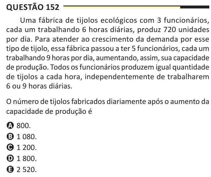Questão 152 do ENEM 2025, aplicação regular, como saiu no caderno de prova
