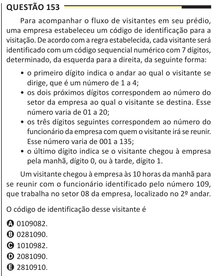 Questão 153 do ENEM 2025, aplicação regular, como saiu no caderno de prova