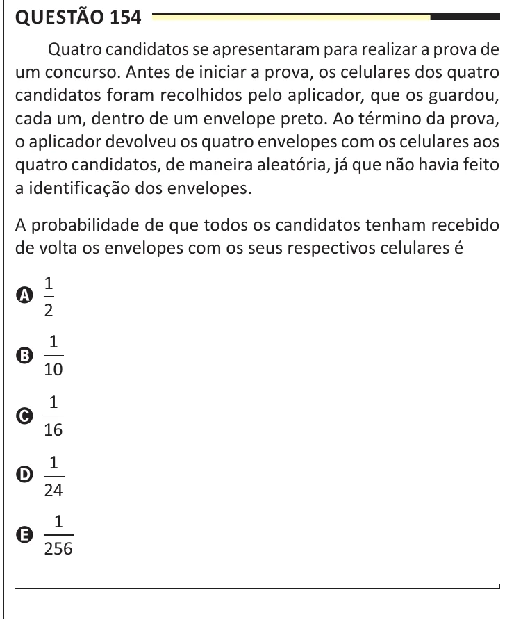 Questão 154 do ENEM 2025, aplicação regular, como saiu no caderno de prova