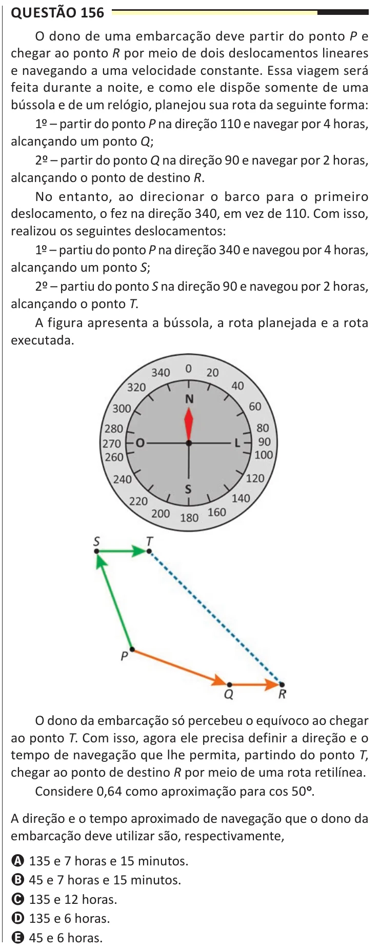 Questão 156 do ENEM 2025, aplicação regular, como saiu no caderno de prova