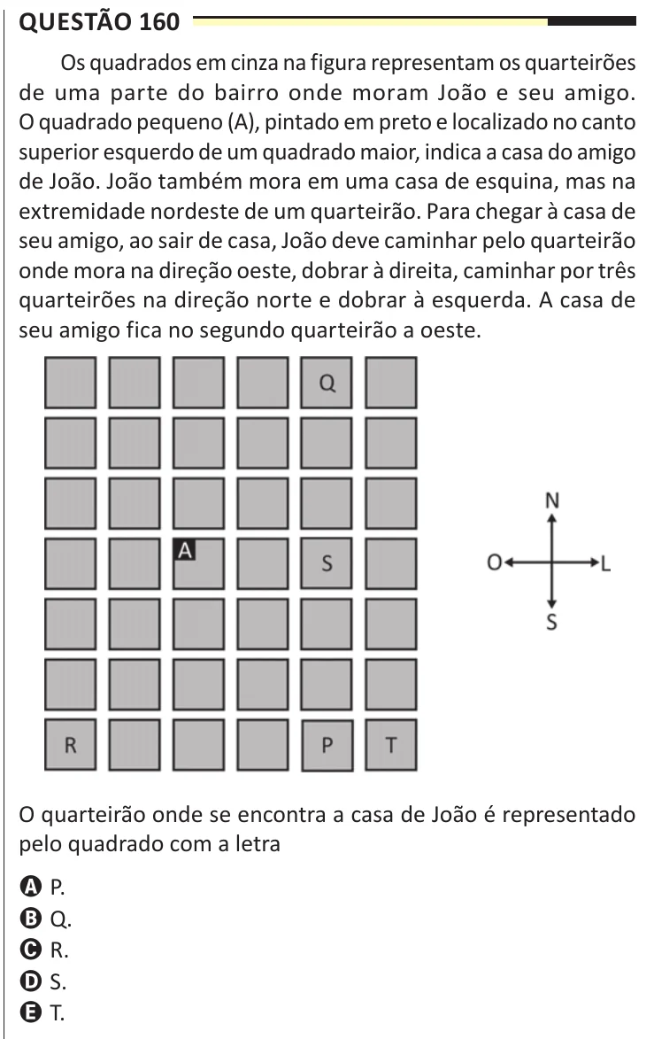 Questão 160 do ENEM 2025, aplicação regular, como saiu no caderno de prova