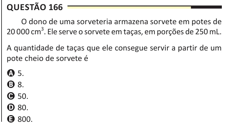 Questão 166 do ENEM 2025, aplicação regular, como saiu no caderno de prova