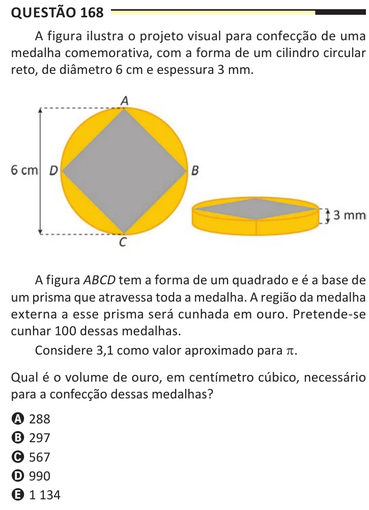 Questão 168 do ENEM 2025, aplicação regular, como saiu no caderno de prova