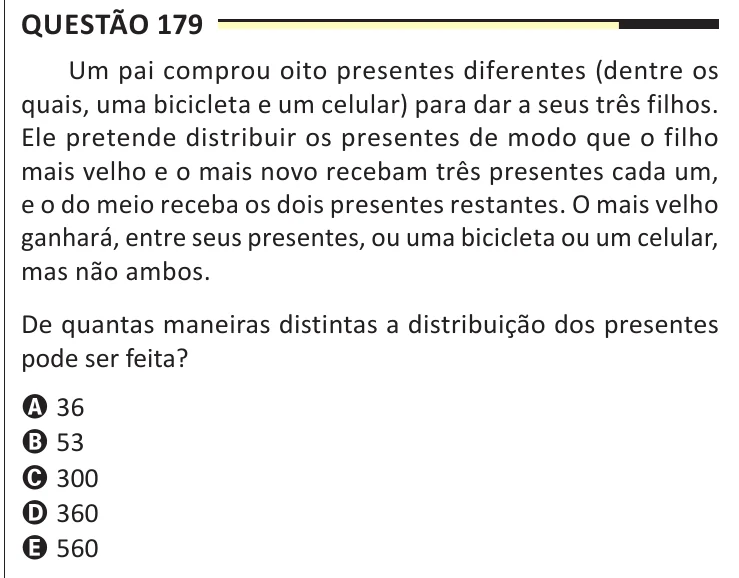 Questão 179 do ENEM 2025, aplicação regular, como saiu no caderno de prova