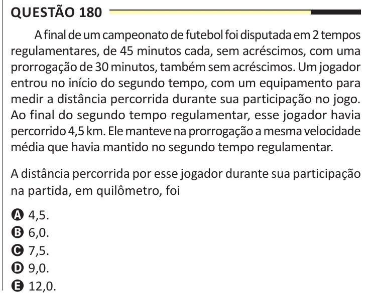 Questão 180 do ENEM 2025, aplicação regular, como saiu no caderno de prova