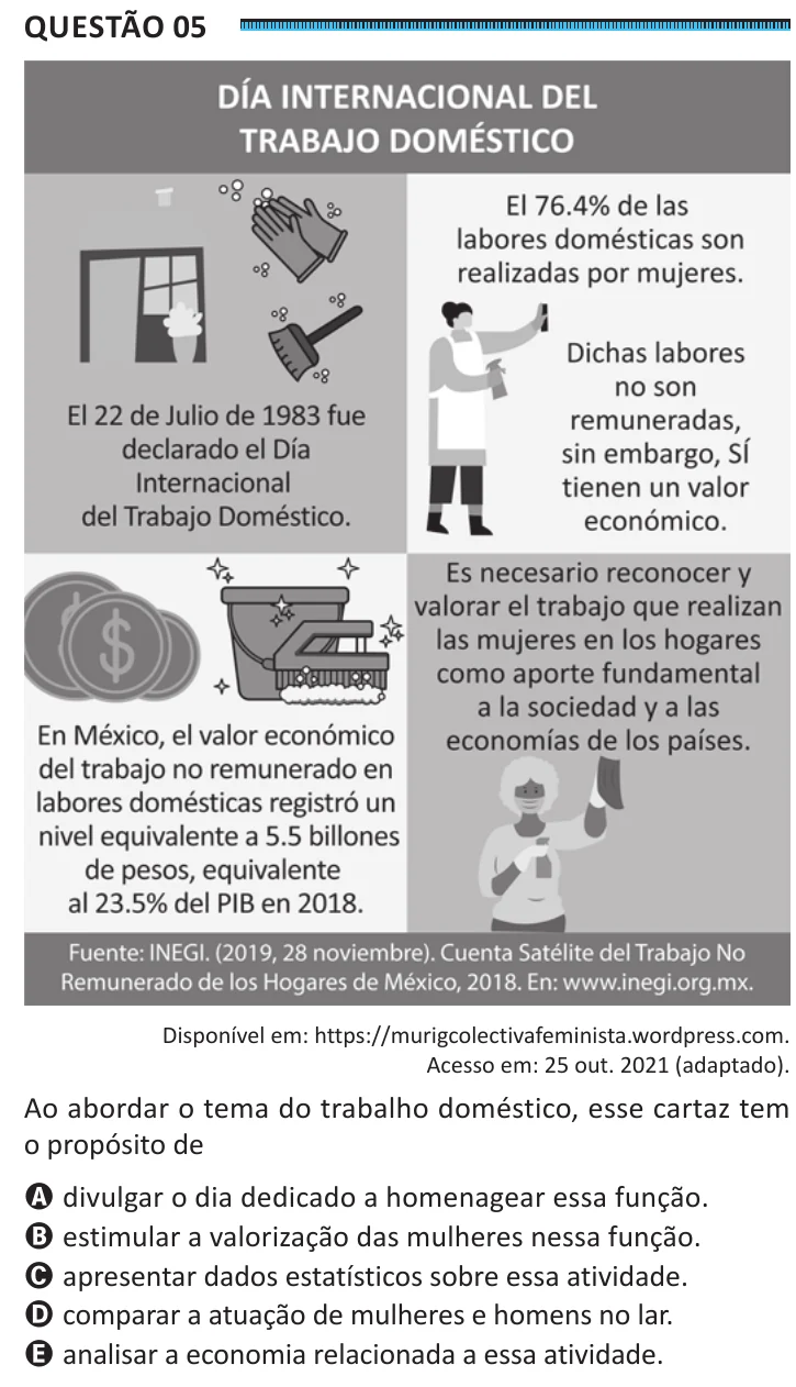 Questão 5 do ENEM 2025, segunda aplicação, como saiu no caderno de prova