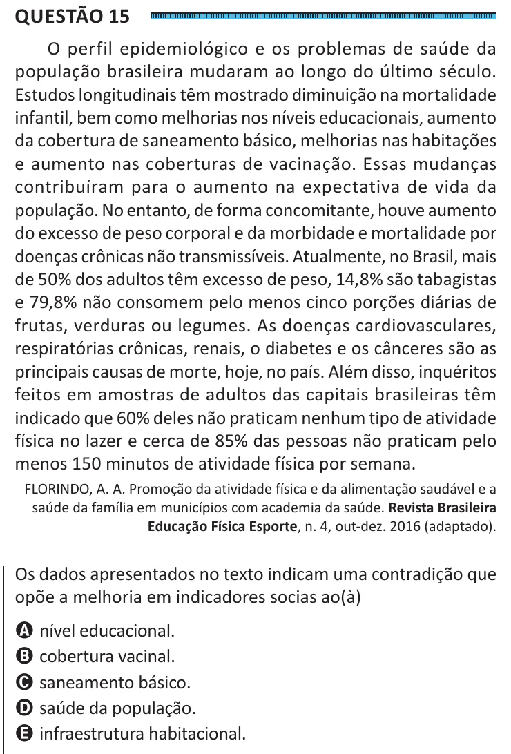 Questão 15 do ENEM 2025, segunda aplicação, como saiu no caderno de prova