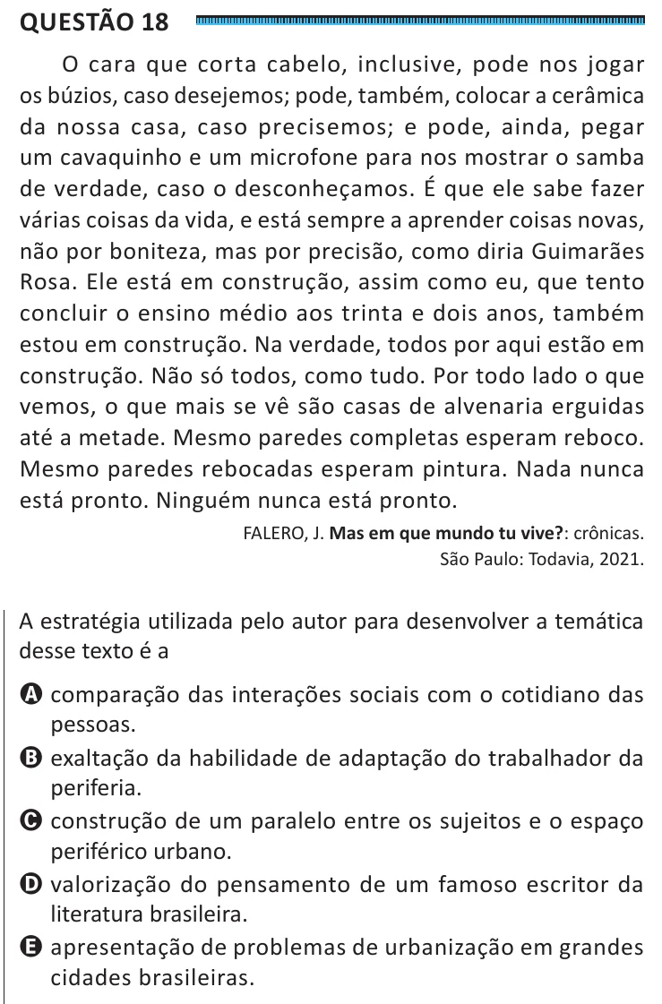 Questão 18 do ENEM 2025, segunda aplicação, como saiu no caderno de prova