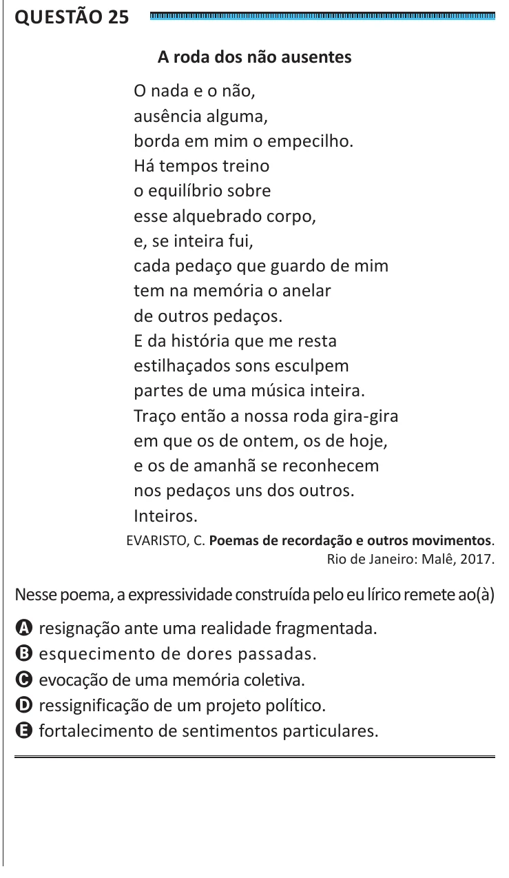 Questão 25 do ENEM 2025, segunda aplicação, como saiu no caderno de prova