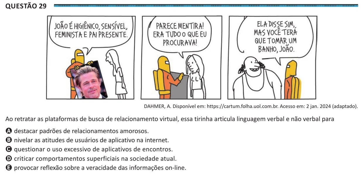 Questão 29 do ENEM 2025, segunda aplicação, como saiu no caderno de prova
