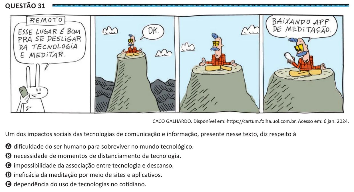 Questão 31 do ENEM 2025, segunda aplicação, como saiu no caderno de prova