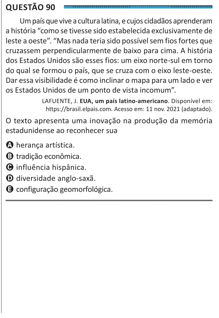 Questão 90 do ENEM 2025, segunda aplicação, como saiu no caderno de prova