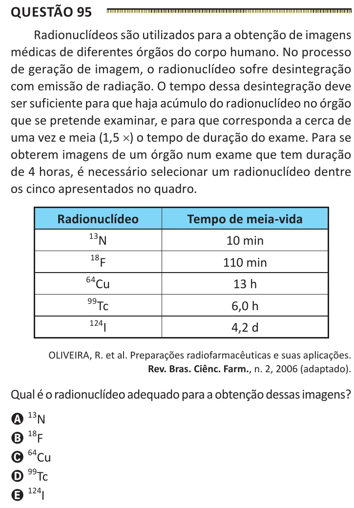 Questão 95 do ENEM 2025, segunda aplicação, como saiu no caderno de prova
