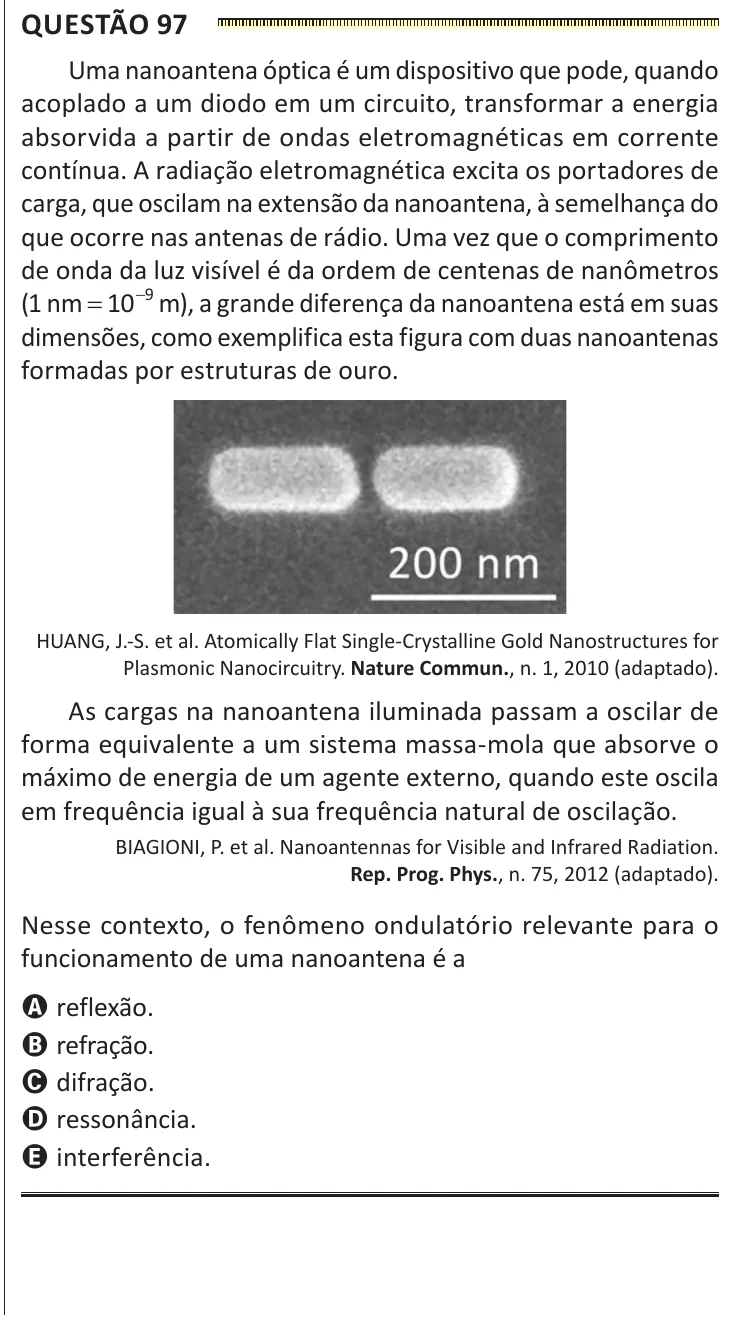 Questão 97 do ENEM 2025, segunda aplicação, como saiu no caderno de prova