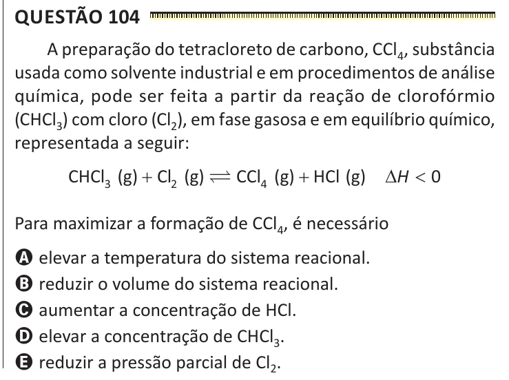 Questão 104 do ENEM 2025, segunda aplicação, como saiu no caderno de prova