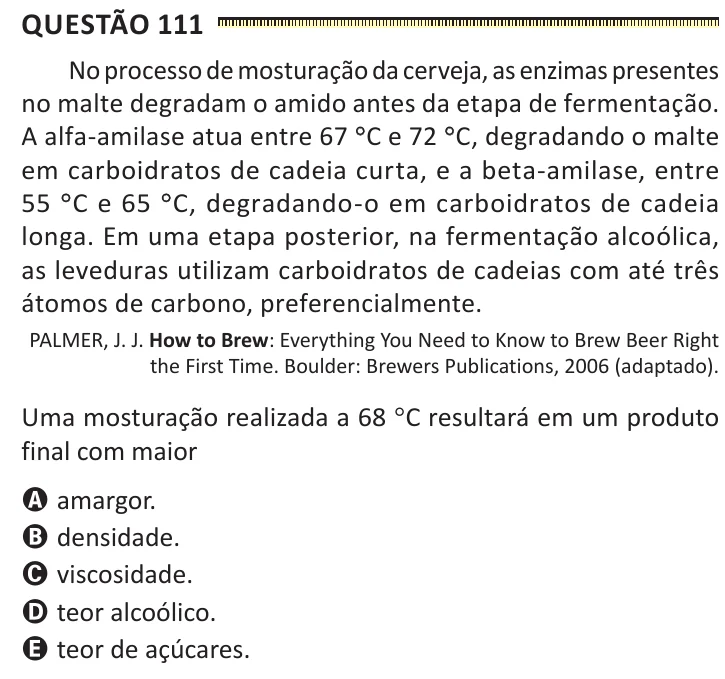 Questão 111 do ENEM 2025, segunda aplicação, como saiu no caderno de prova