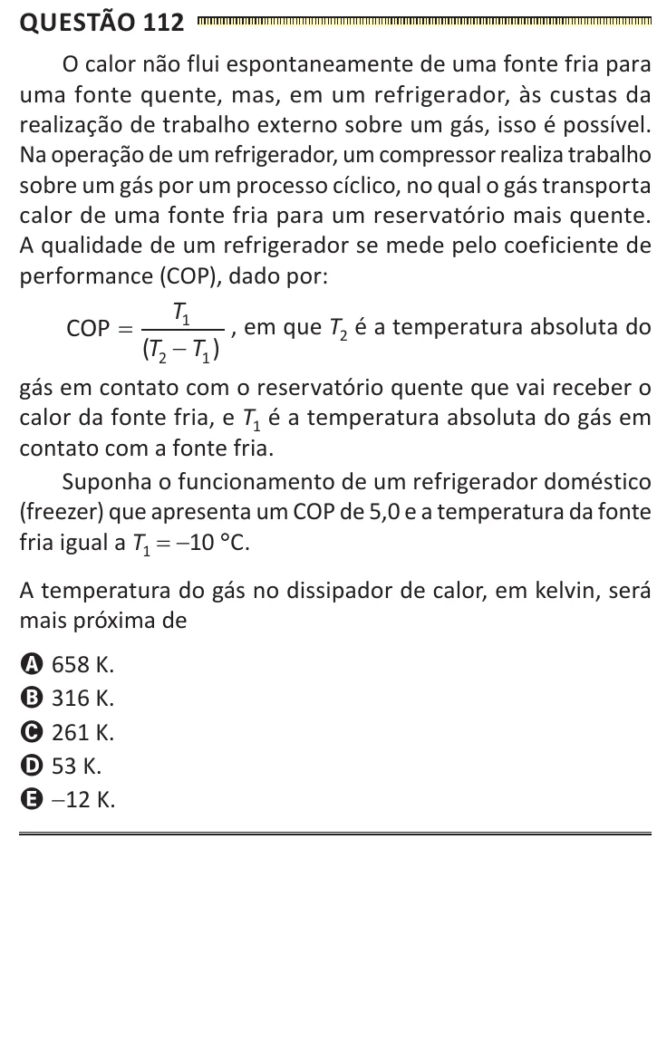 Questão 112 do ENEM 2025, segunda aplicação, como saiu no caderno de prova