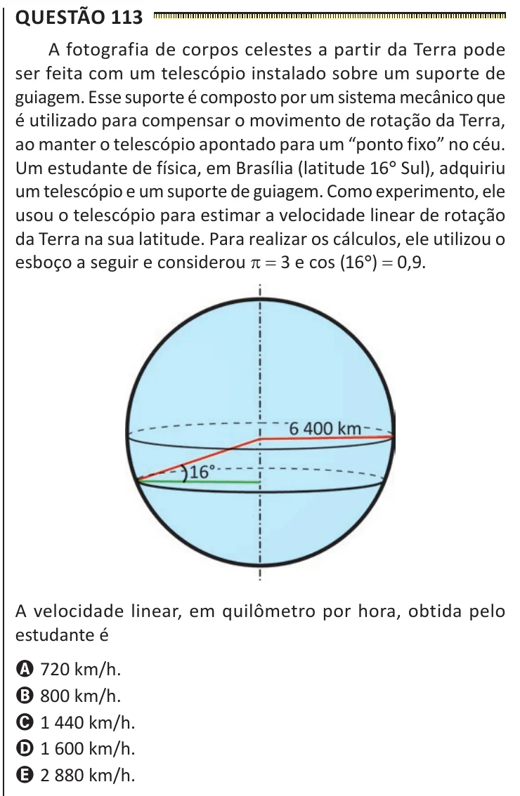 Questão 113 do ENEM 2025, segunda aplicação, como saiu no caderno de prova